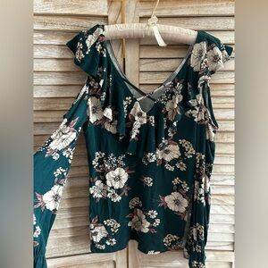 Soprano Dark Green Floral Blouse